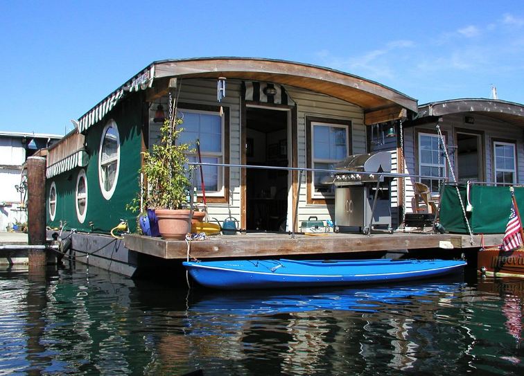 a houseboat on Lake Union in Seattle, Washington, USA